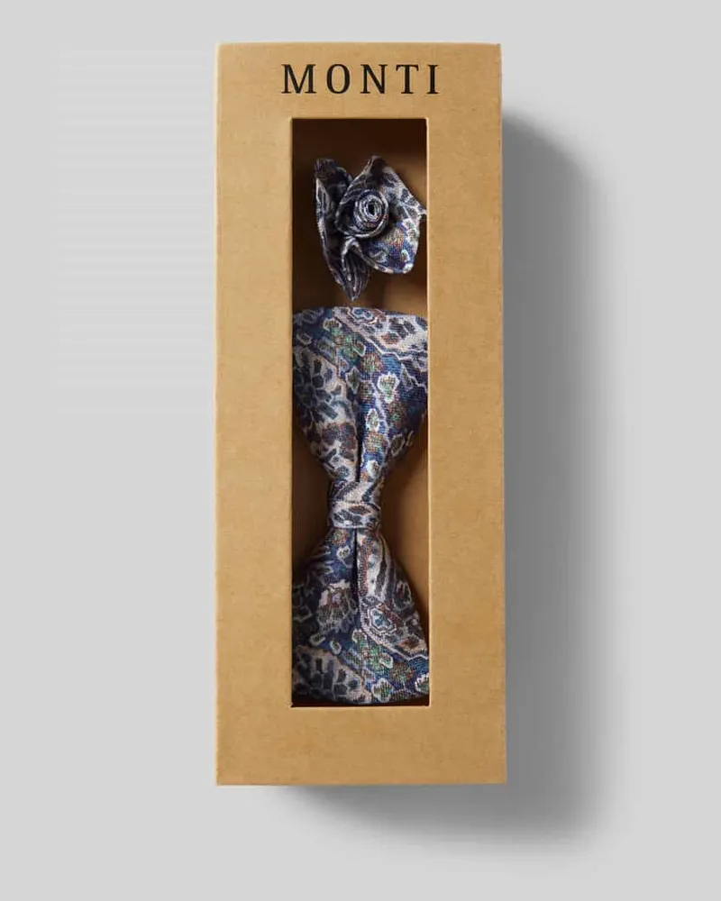 Monti Fliege und Einstecktuch aus Leinen im Set Marine