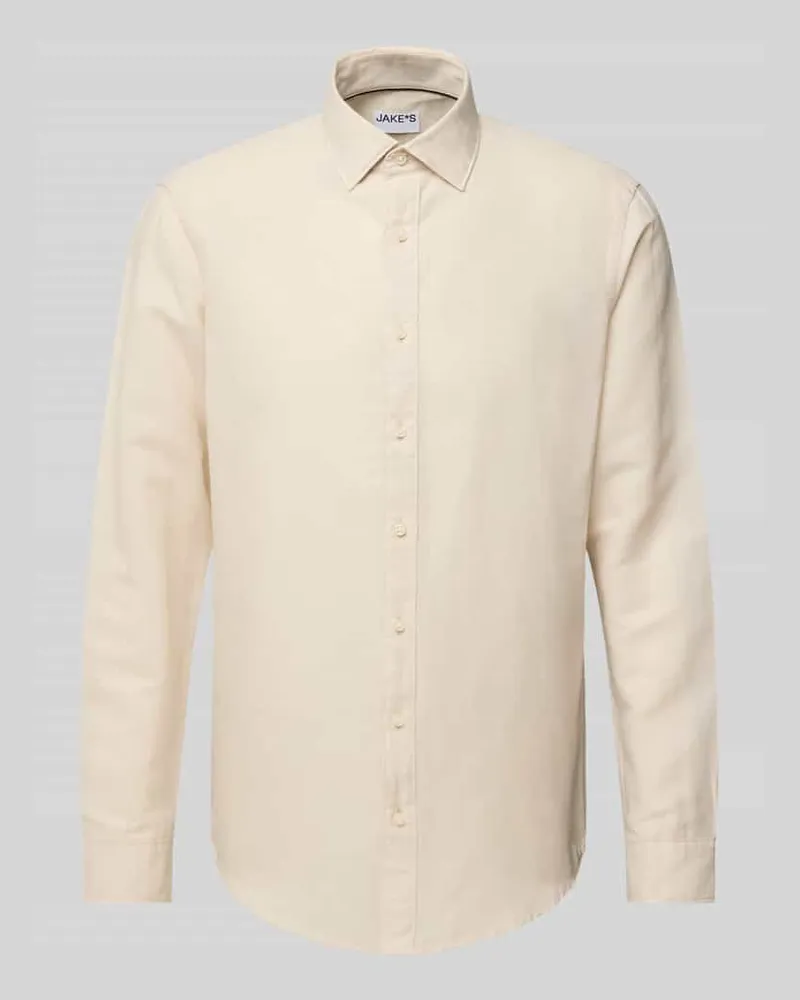JAKE*S Slim Fit Freizeithemd aus Leinen-Baumwoll-Mix 