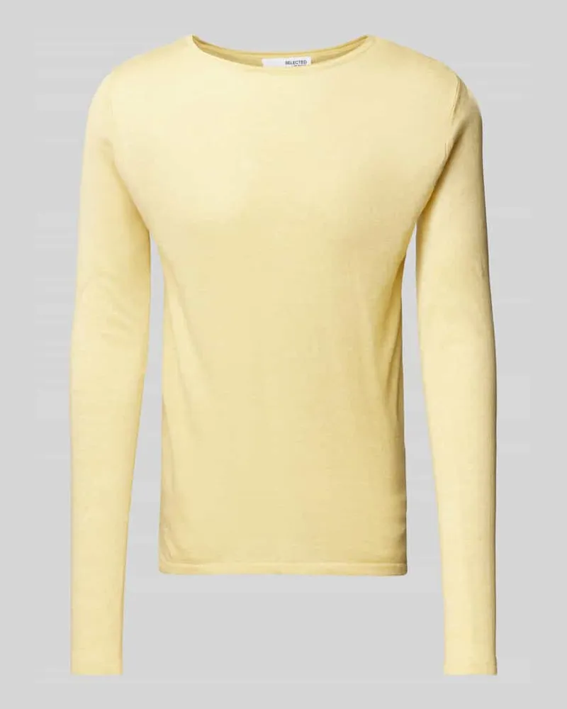 Selected Homme Strickpullover mit Rundhalsausschnitt Modell 'Rome Hellgelb