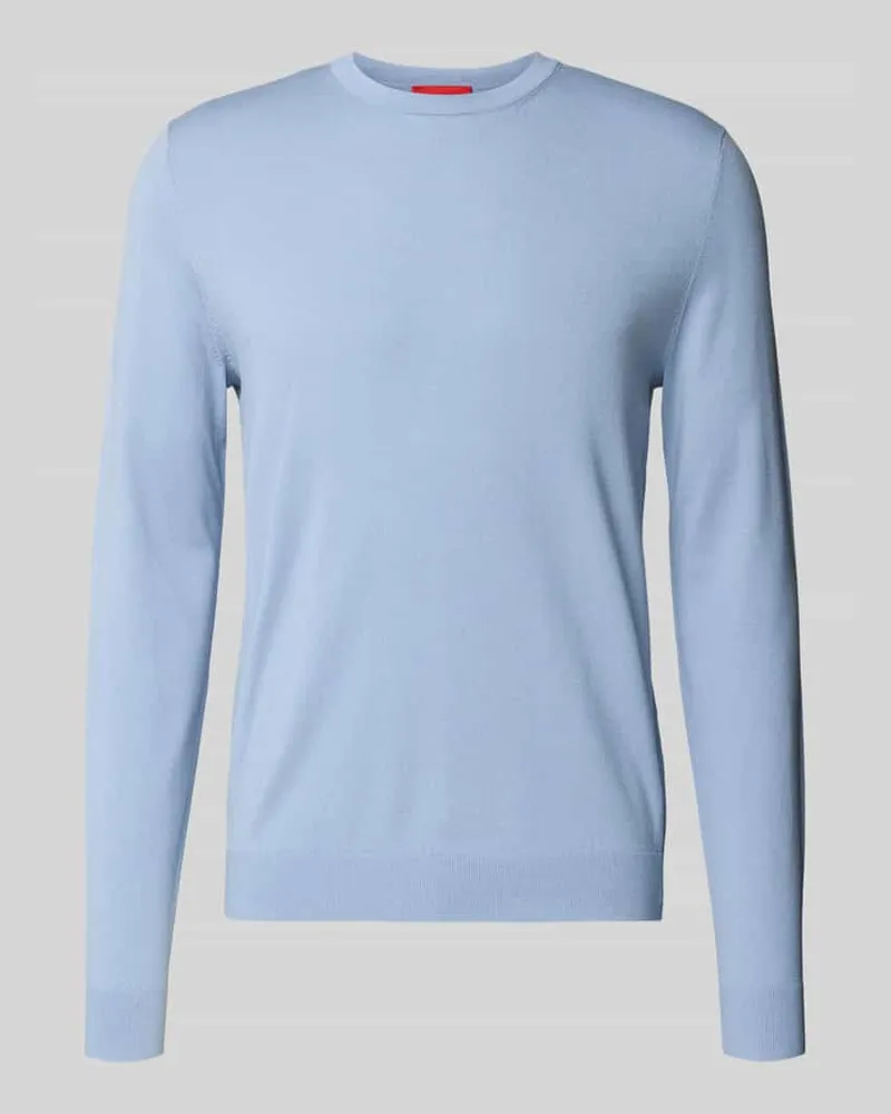 HUGO BOSS Regular Fit Strickpullover aus Viskose-Mix Modell 'SAN CODY-CV Hellblau