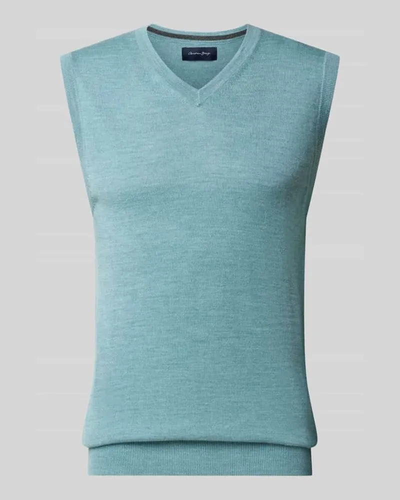 Christian Berg Slim Fit Pullunder aus Baumwoll-Mix mit V-Ausschnitt Schilf