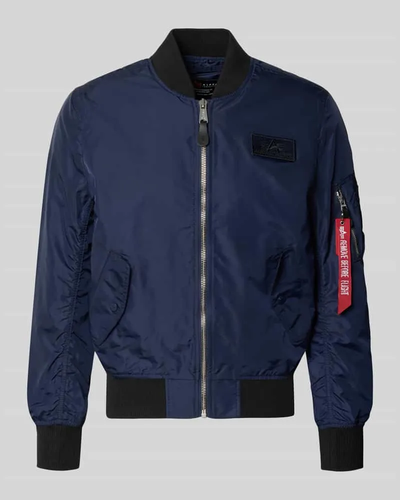 Alpha Industries Regular Fit Bomberjacke mit Logo-Patch Dunkelblau