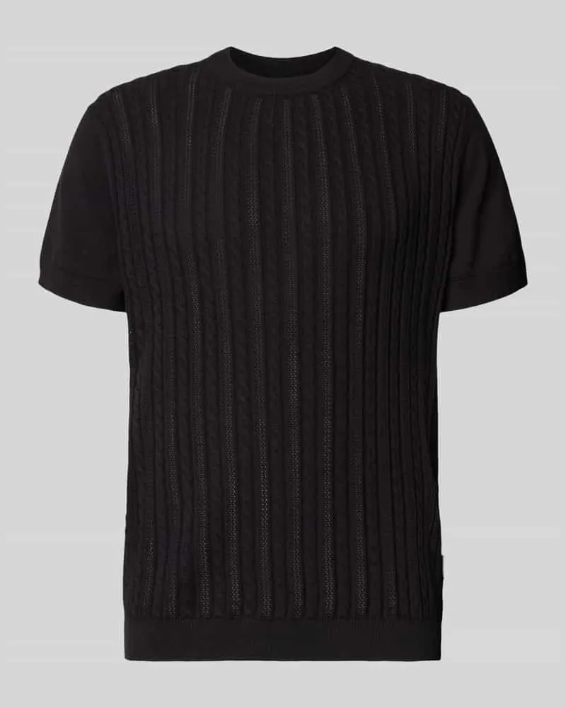 Lindbergh T-Shirt mit Zopfmuster Black