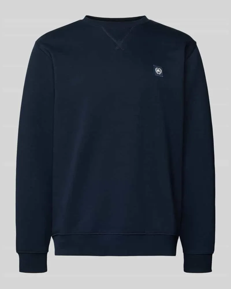 Lerros Sweatshirt mit Rundhalsausschnitt und Label-Patch Marine