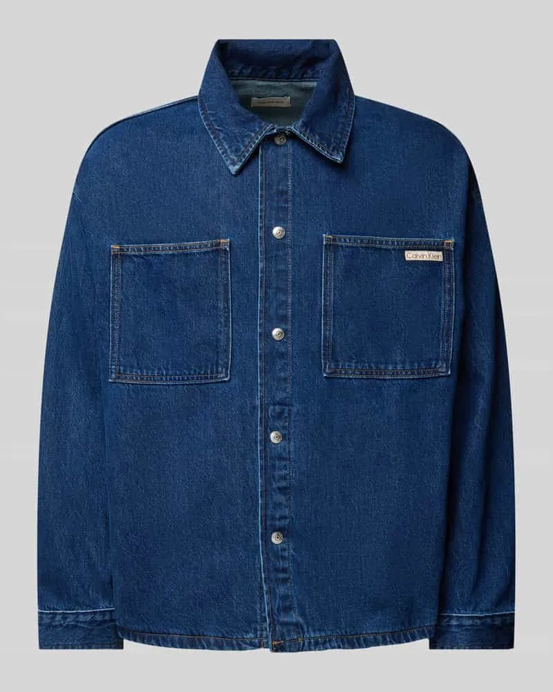 Calvin Klein Relaxed Fit Jeansjacke mit Label-Patch Jeansblau