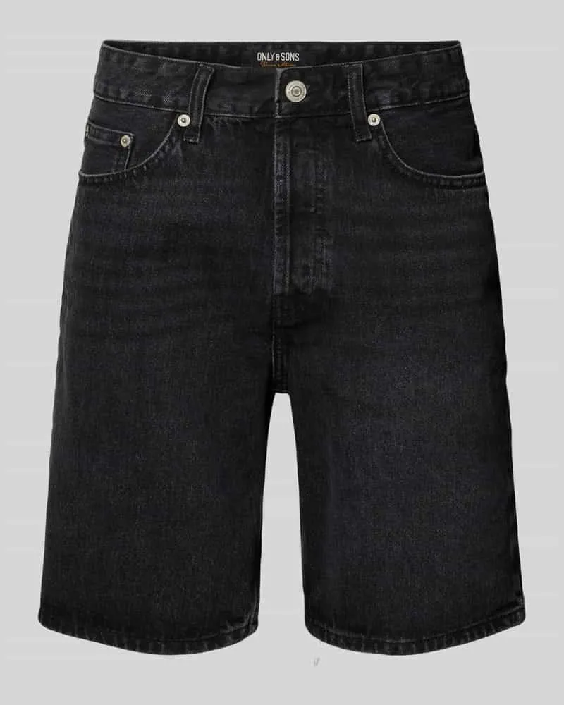 Only & Sons Straight Leg Jeansshorts aus reiner Baumwolle Modell 'EDGE Black