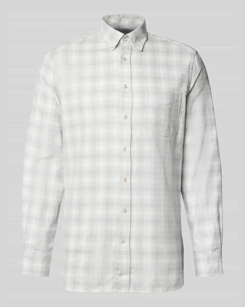 Christian Berg Regular Fit Freizeithemd mit Button-Down-Kragen Hellgrau