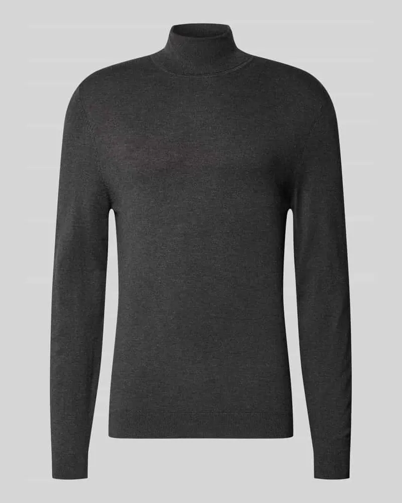 McNeal Slim Fit Rollkragenpullover aus Viskose-Mix Dunkelgrau