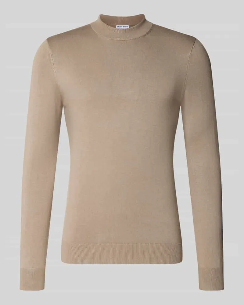 Antony Morato Slim Fit Strickpullover aus Viskose-Mix mit Stehkragen Sand