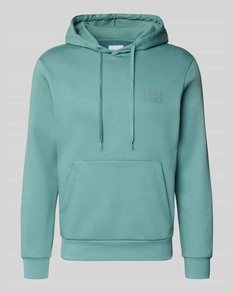 Jack & Jones Hoodie mit Label-Print und Känguru-Tasche Petrol