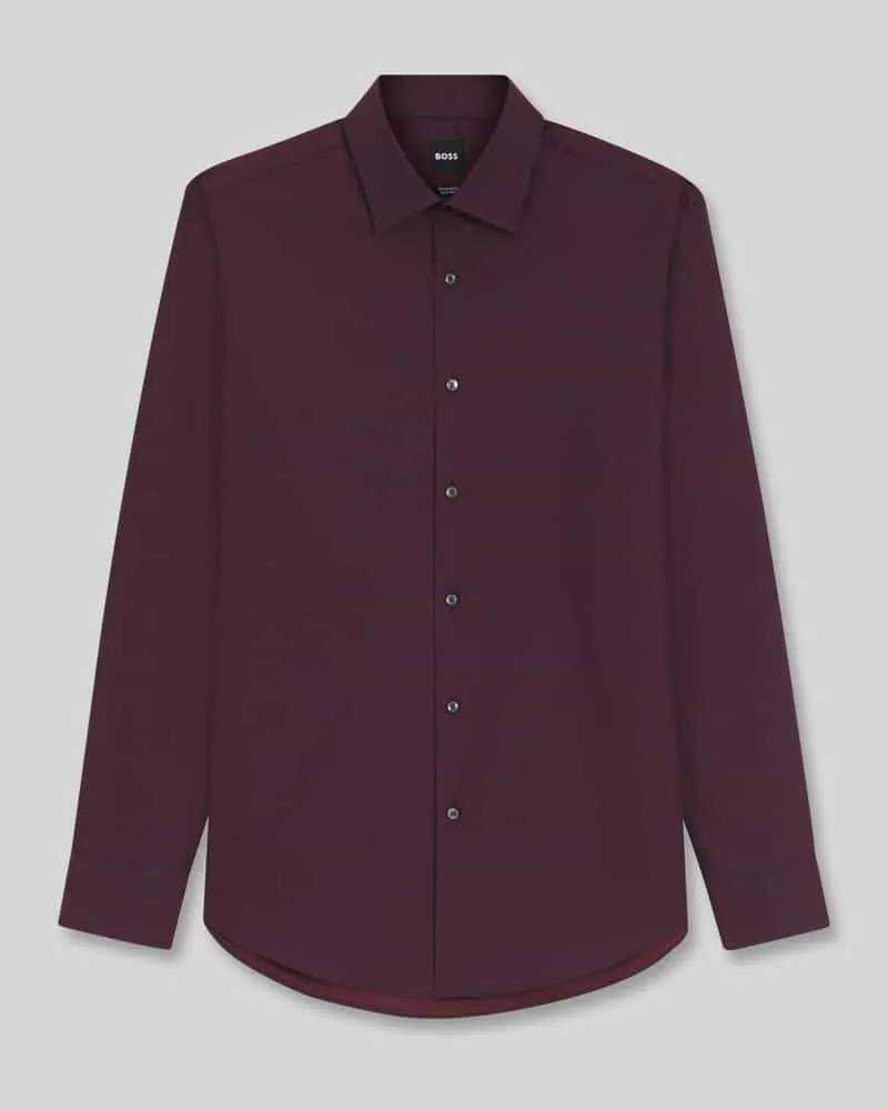 HUGO BOSS Regular Fit Businesshemd aus Baumwoll-Mix Bordeaux