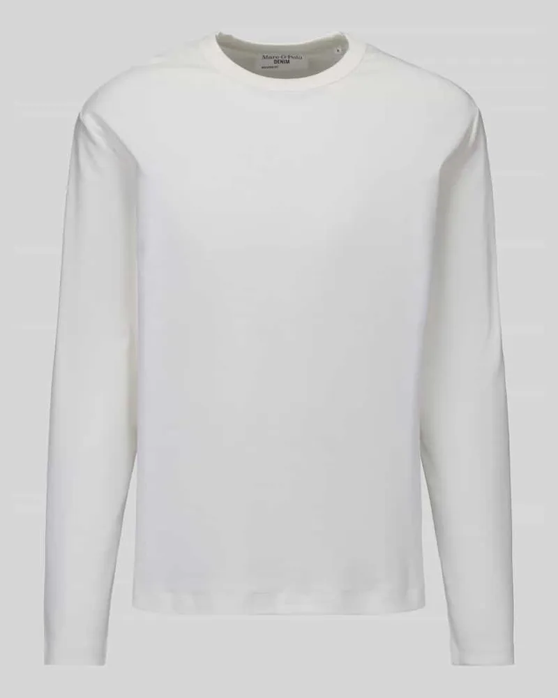 Marc O'Polo Langarmshirt mit geripptem Rundhalsausschnitt Weiss