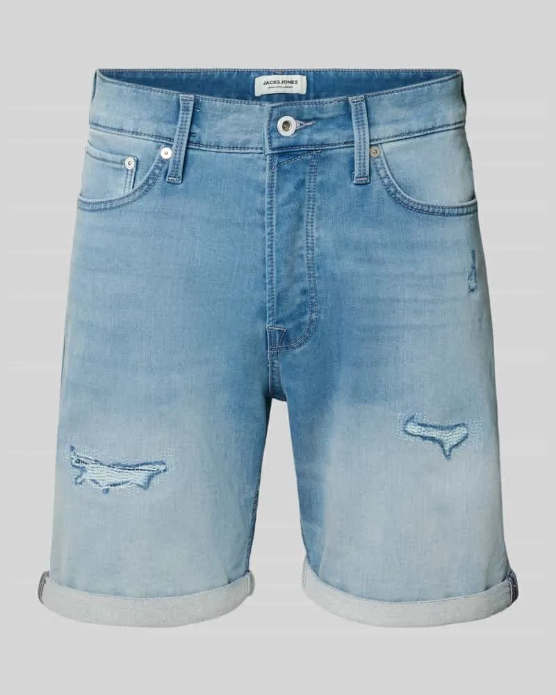 Jack & Jones Jeansshorts im Destroyed-Look Modell 'RICK Hellblau