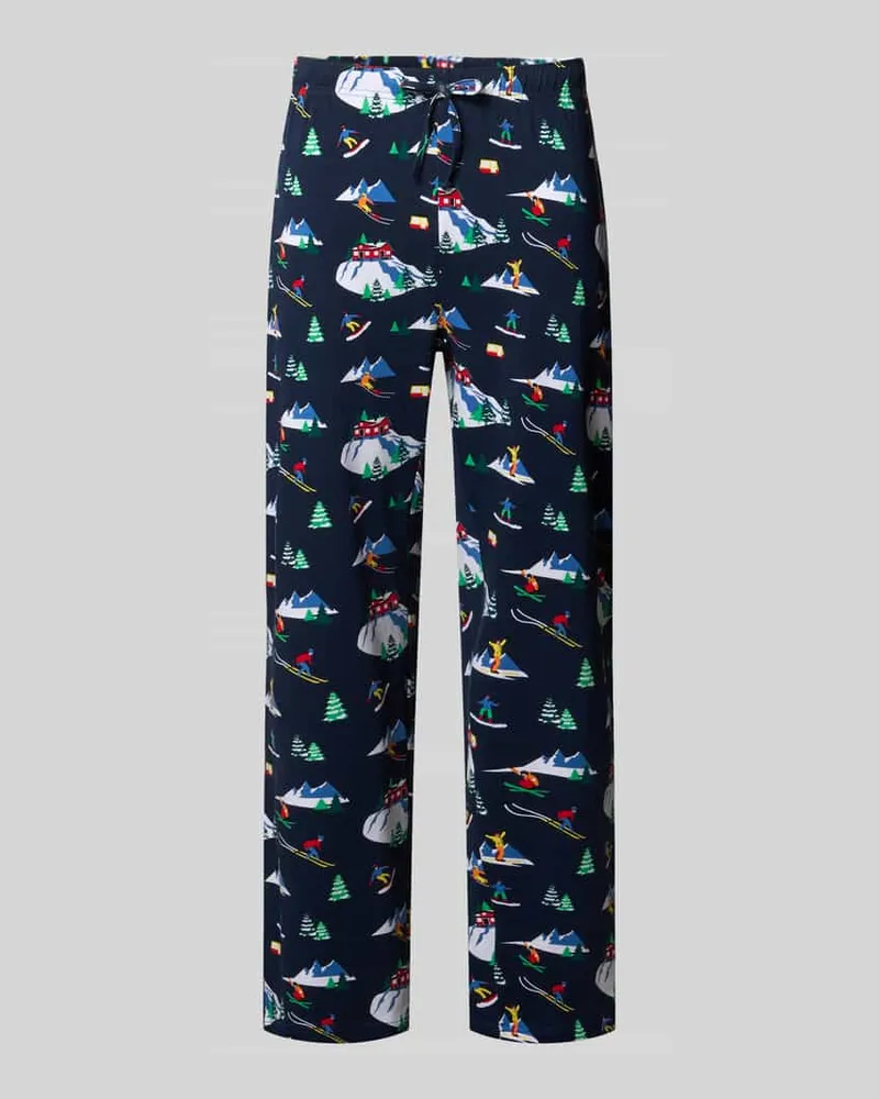 Christian Berg Regular Fit Pyjama-Hose im Allover-Look Marine