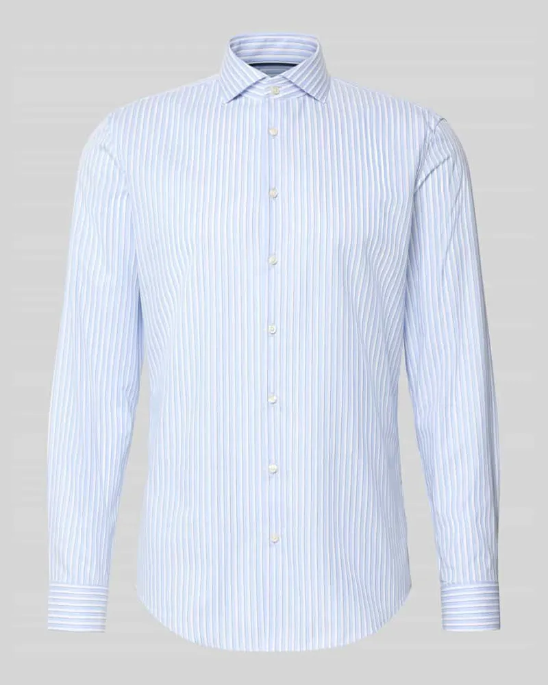 JAKE*S Slim Fit Business Hemd aus Baumwolle mit Haikragen Bleu