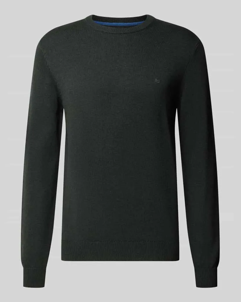 Christian Berg Regular Fit Strickpullover aus Baumwoll-Woll-Mix Dunkelgruen