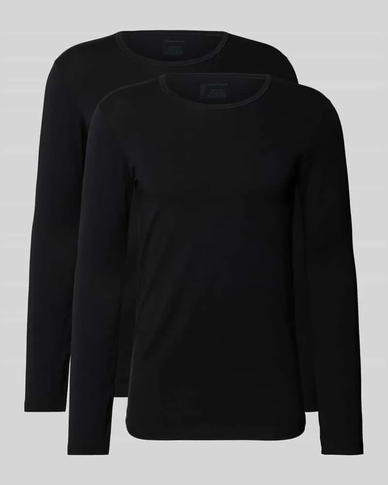 Schiesser Longsleeve mit geripptem Rundhalsausschnitt Black