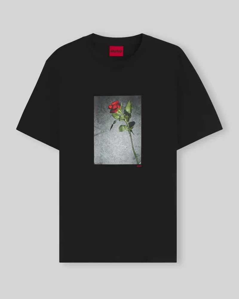 HUGO BOSS Regular Fit T-Shirt aus reiner Baumwolle Modell 'Durose Black