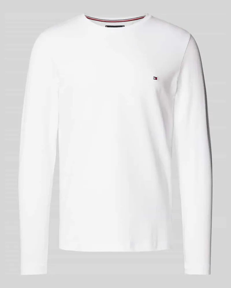 Tommy Hilfiger Slim Fit Longsleeve mit Logo-Stitching Weiss
