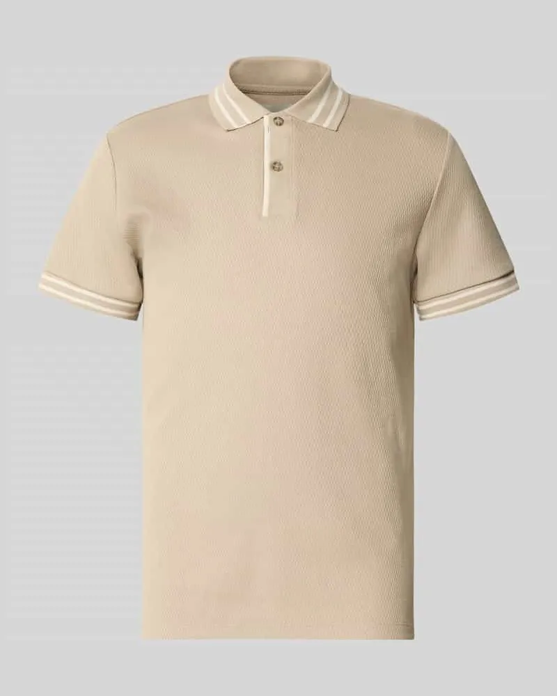 Blend Slim Fit Poloshirt mit Strukturmuster Modell 'FABLE Beige