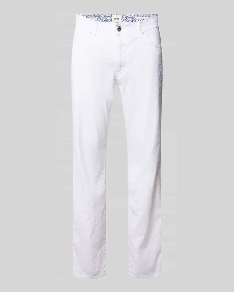 Brax Regular Fit Stoffhose aus Baumwoll-Leinen-Mix Modell 'CADIZ Weiss