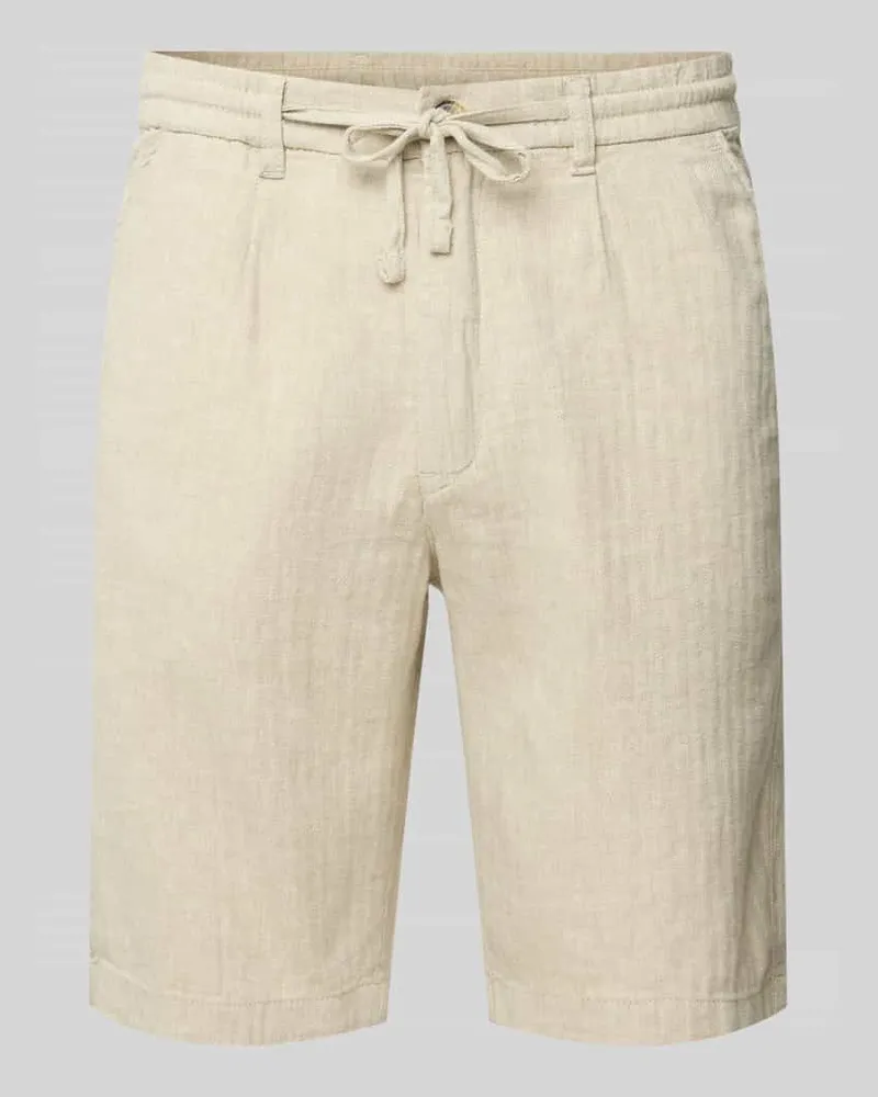Lindbergh Regular Fit Bermudas aus Baumwoll-Leinen-Mix Sand