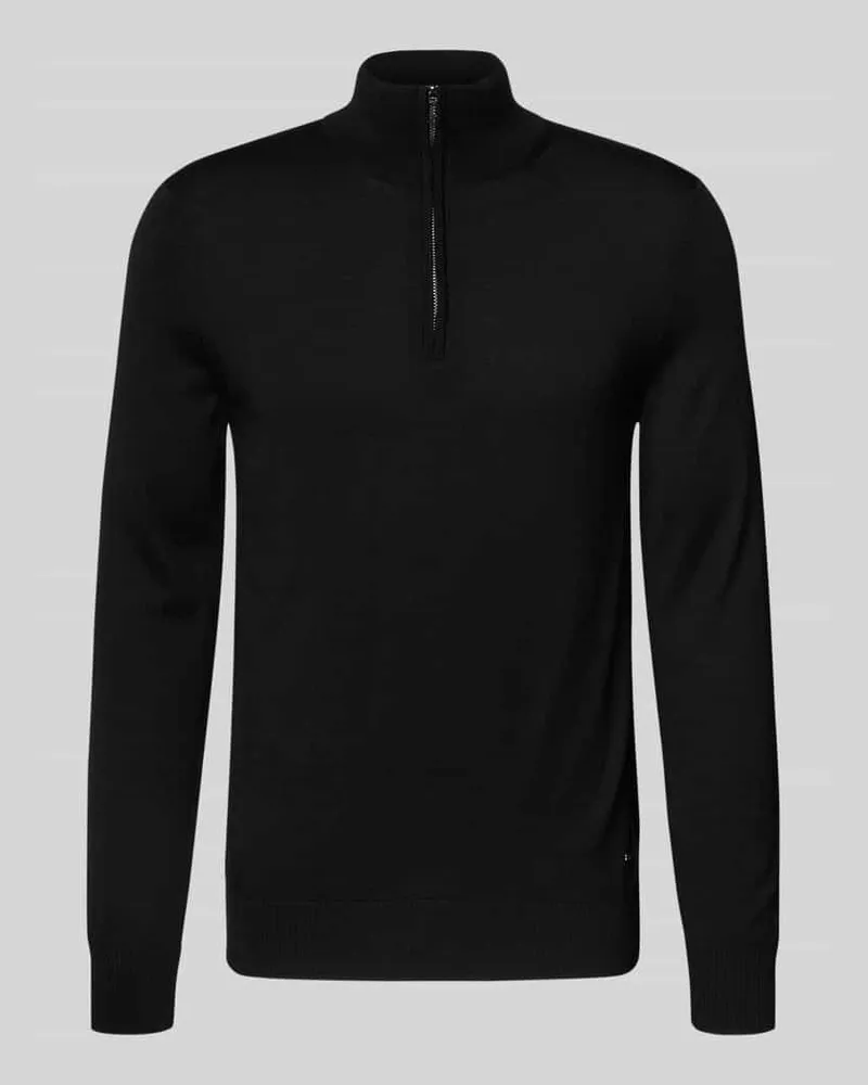 JOOP! Strickpullover aus Schurwolle mit Stehkragen Modell 'Dario Black