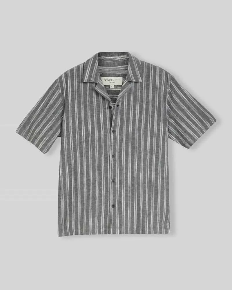 Tom Tailor Relaxed Fit Freizeithemd aus Baumwoll-Leinen-Mix Hellgrau