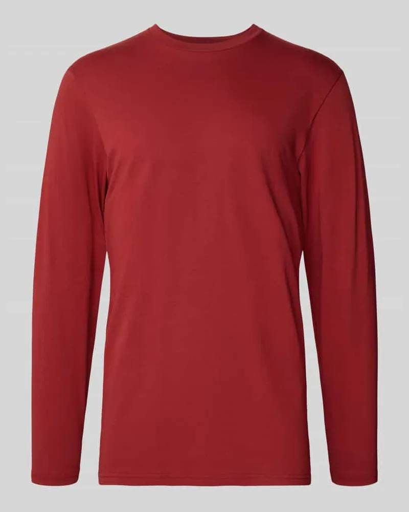 Ragman Longsleeve mit geripptem Rundhalsausschnitt Rot