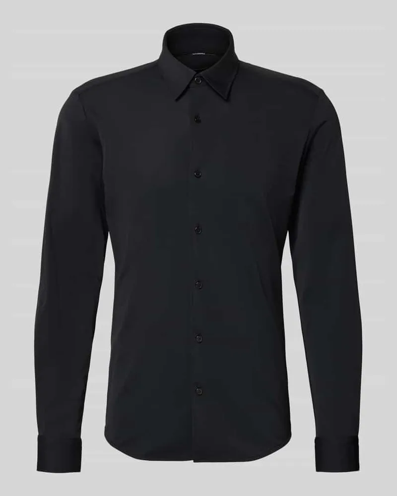 HUGO BOSS Slim Fit Freizeithemd mit Kentkragen Modell 'P-ROAN Black