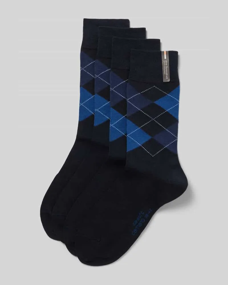 Camano Socken aus Baumwoll-Mix mit Logo-Stitching im 4er-Pack Marine