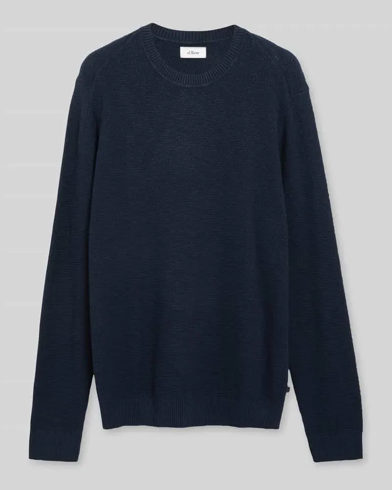 S.Oliver Pullover mit Strukturstrickoptik aus reiner Baumwolle Marine