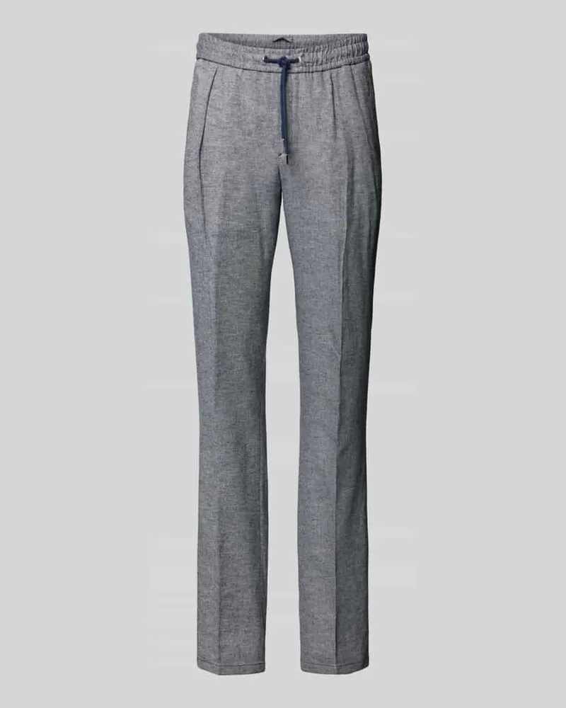 Profuomo Regular Fit Hose aus Leinen-Baumwoll-Mix Blau