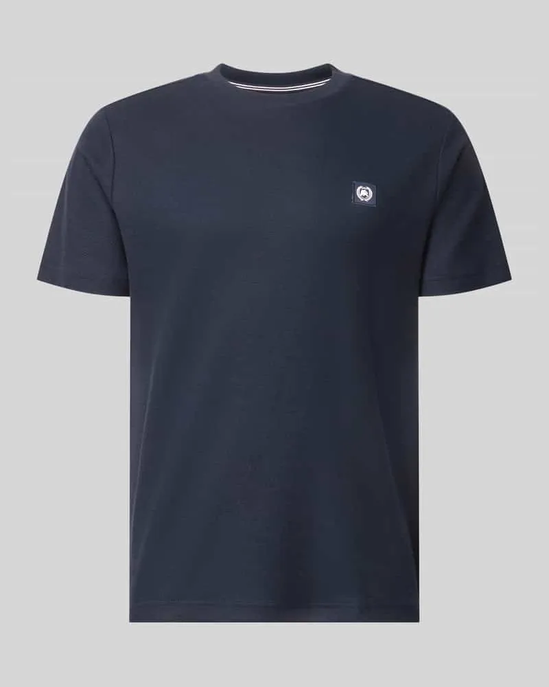 Lerros T-Shirt mit Label-Patch und Rundhalsausschnitt Marine