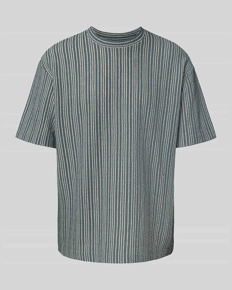 McNeal T-Shirt mit geripptem Rundhalsausschnitt Petrol
