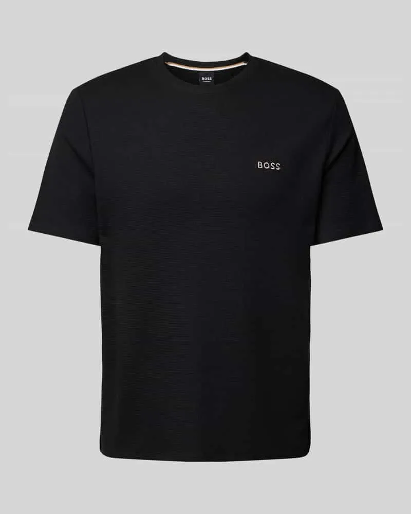 HUGO BOSS T-Shirt mit Label-Stitching Black
