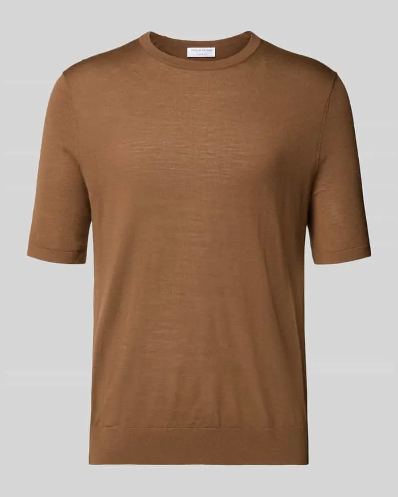 Tiger of Sweden Strickshirt aus Wolle mit Rundhalsausschnitt Modell 'CONNOR Mittelbraun