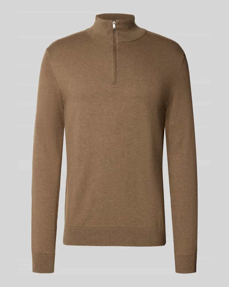 Selected Homme Regular Fit Troyer aus reiner Baumwolle Modell 'BERG Sand
