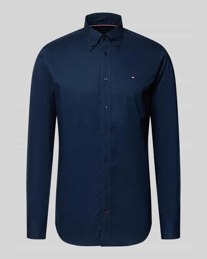Tommy Hilfiger Regular Fit Businesshemd aus reiner Baumwolle Marine
