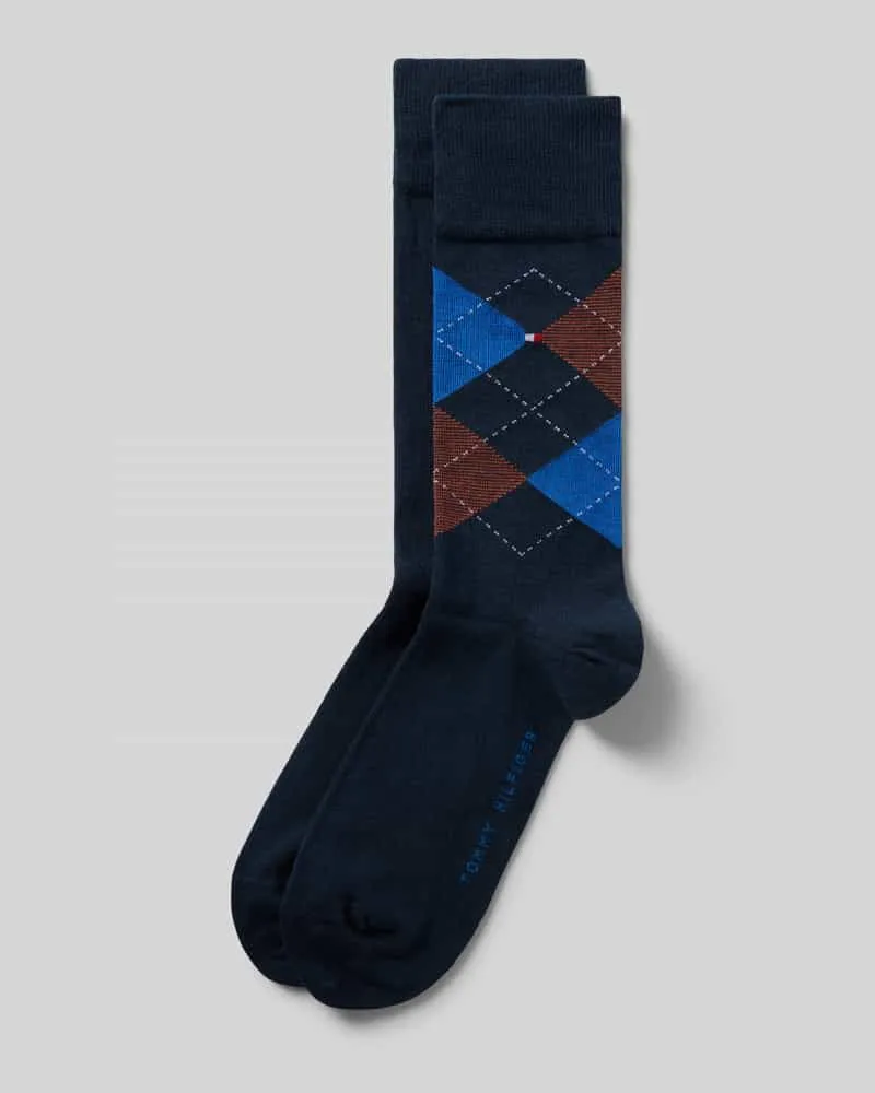 Tommy Hilfiger Socken aus Baumwoll-Mix im 2er-Pack Modell 'CHECK 2P Rostrot