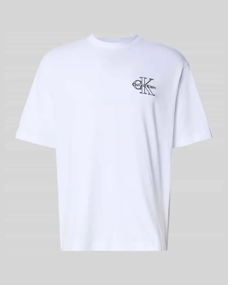 Calvin Klein Regular Fit T-Shirt mit Logo-Stitching Modell 'Micro Weiss