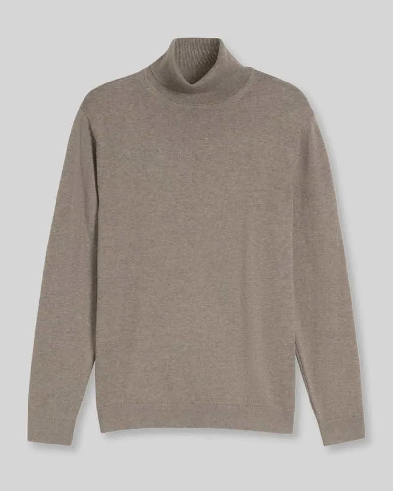 Tom Tailor Rollkragenpullover mit Feinstrickstruktur Taupe