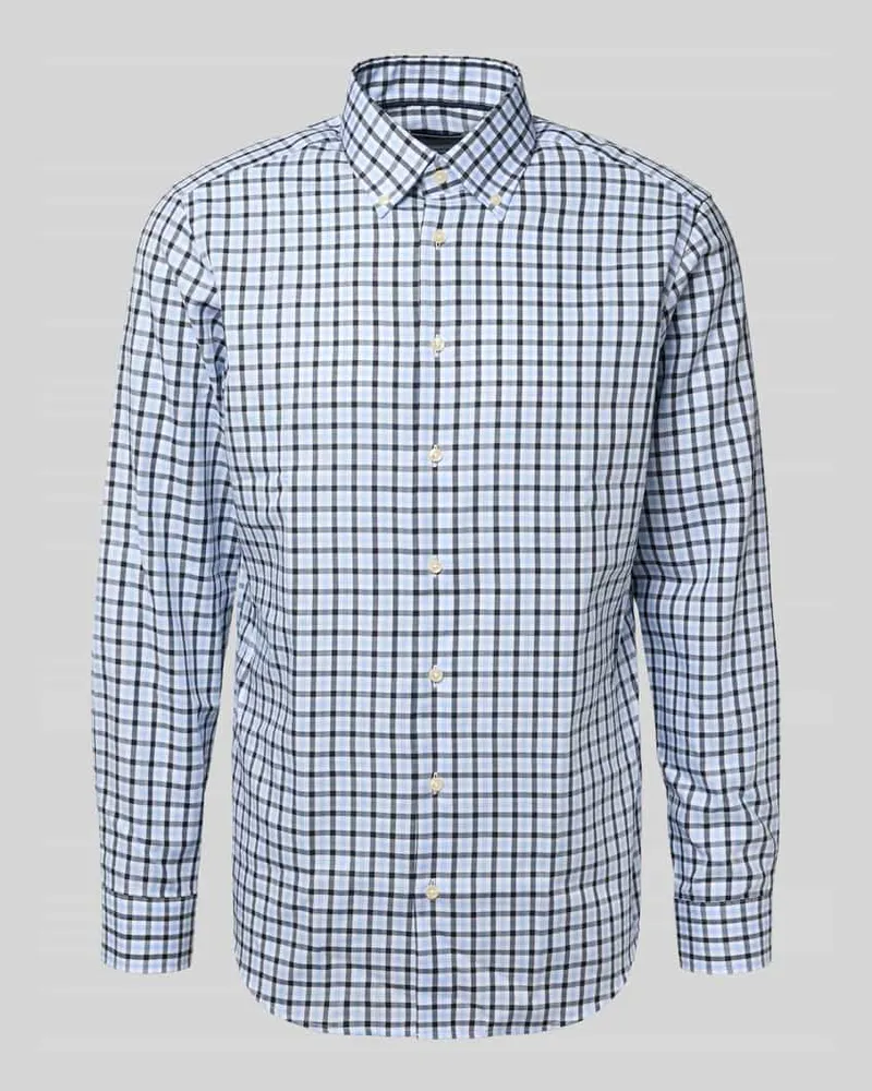 Christian Berg Regular Fit Business Hemd aus Baumwolle Bleu