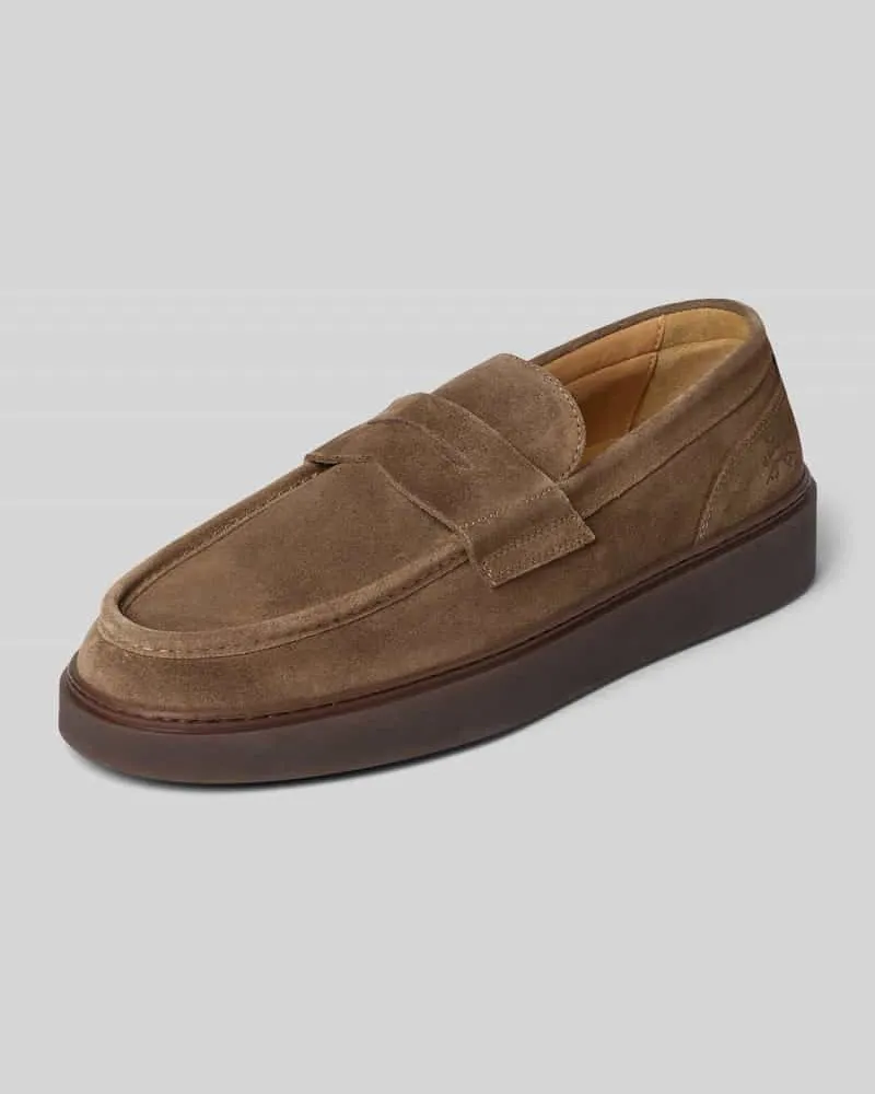La Martina Loafer aus echtem Leder in Velours-Optik Black