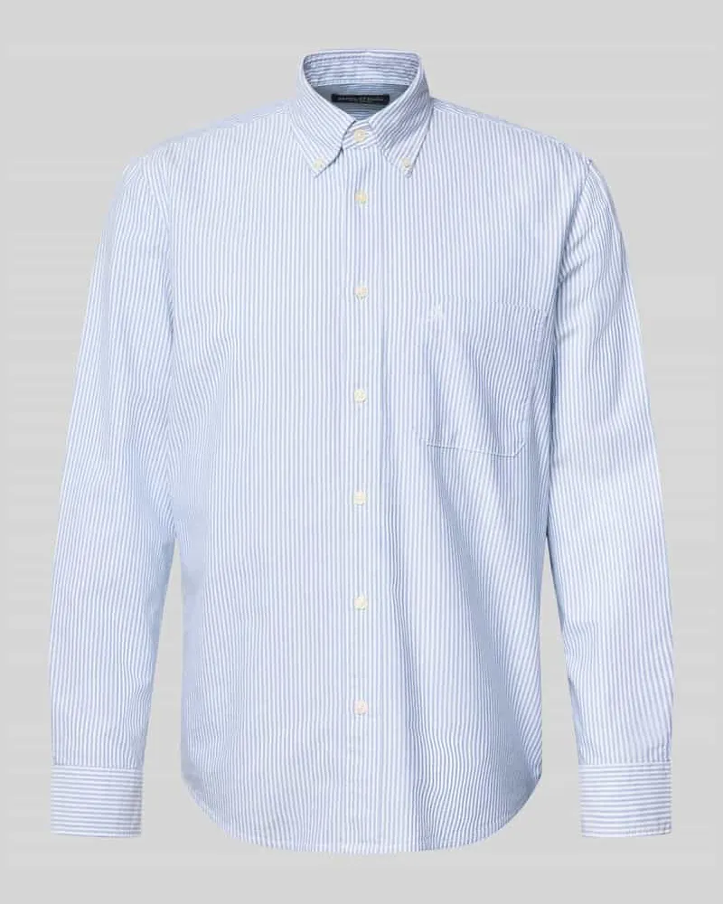 Marc O'Polo Regular Fit Freizeithemd aus reiner Baumwolle Bleu