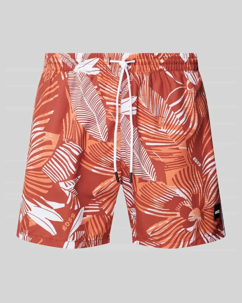 HUGO BOSS Relaxed Fit Badeshorts mit Label-Badge Modell 'Piranha 