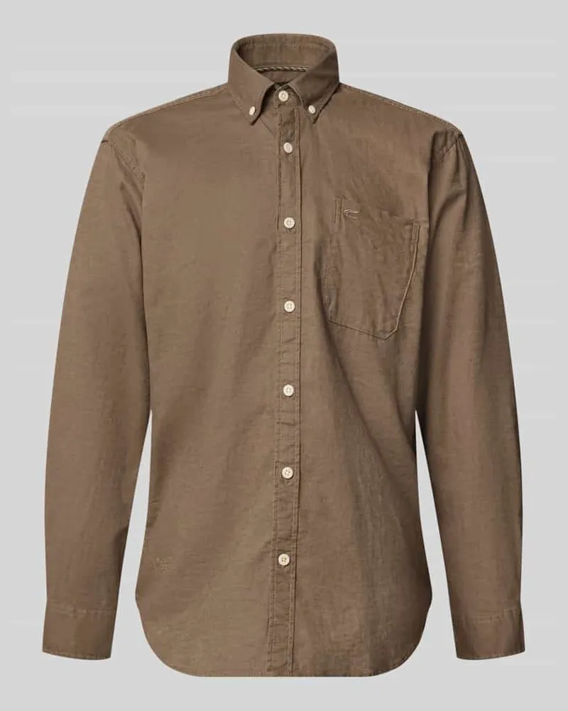 Camel Active Regular Fit Freizeithemd mit Button-Down-Kragen Hellbraun