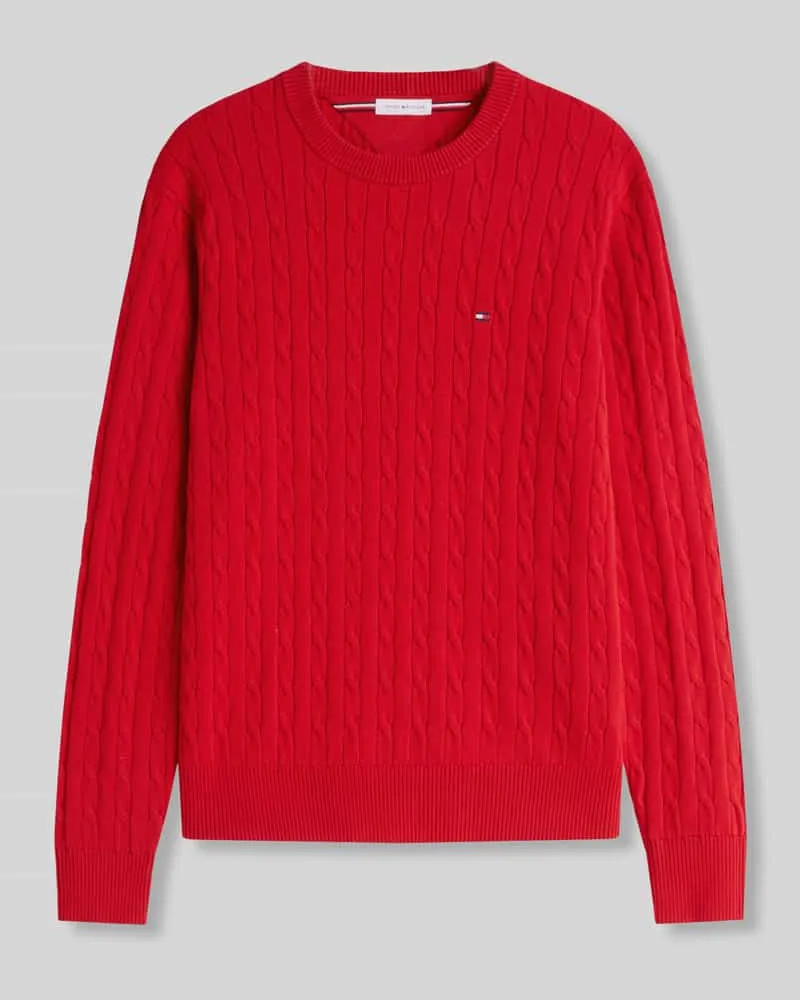 Tommy Hilfiger Regular Fit Pullover aus reiner Baumwolle Rot