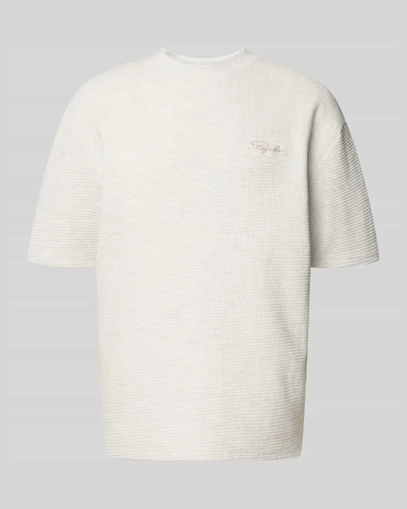 PEGADOR Oversized T-Shirt mit Strukturmuster und Label-Stitching Hellgrau
