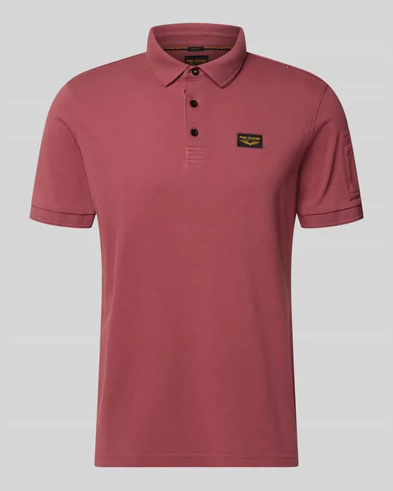 PME Legend Slim Fit Poloshirt mit Logo-Patch Rostrot